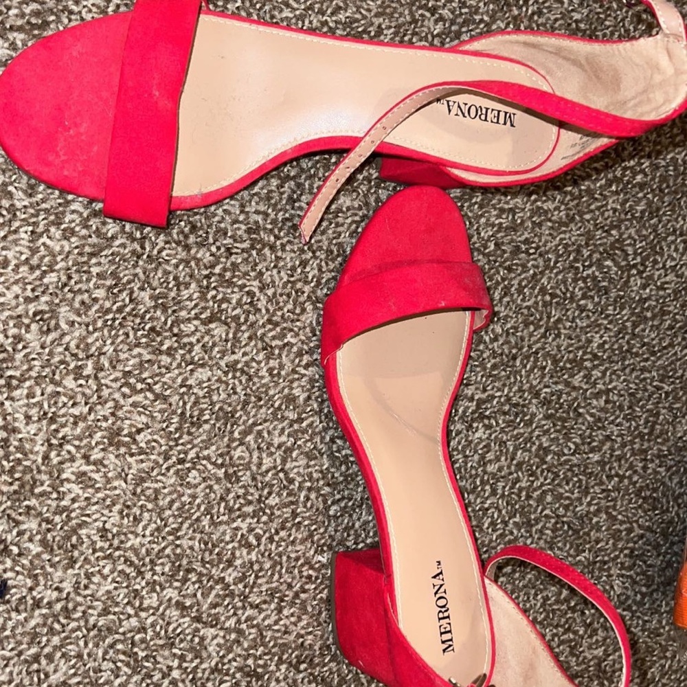 Red Block Heels